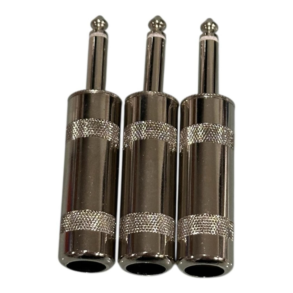 3x 1/4in Male To 3.5mm Female Silver Audio Adapter Headphone Jack Connectors